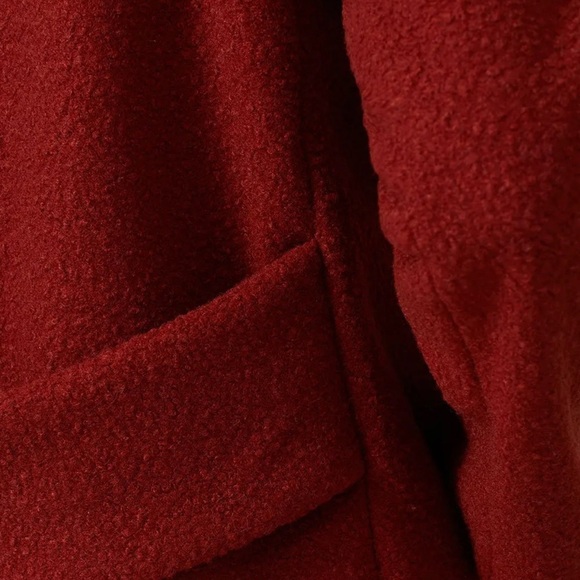 Waverly Grey Burnt Red Bouclé Coat - Size M - Picture 3 of 8